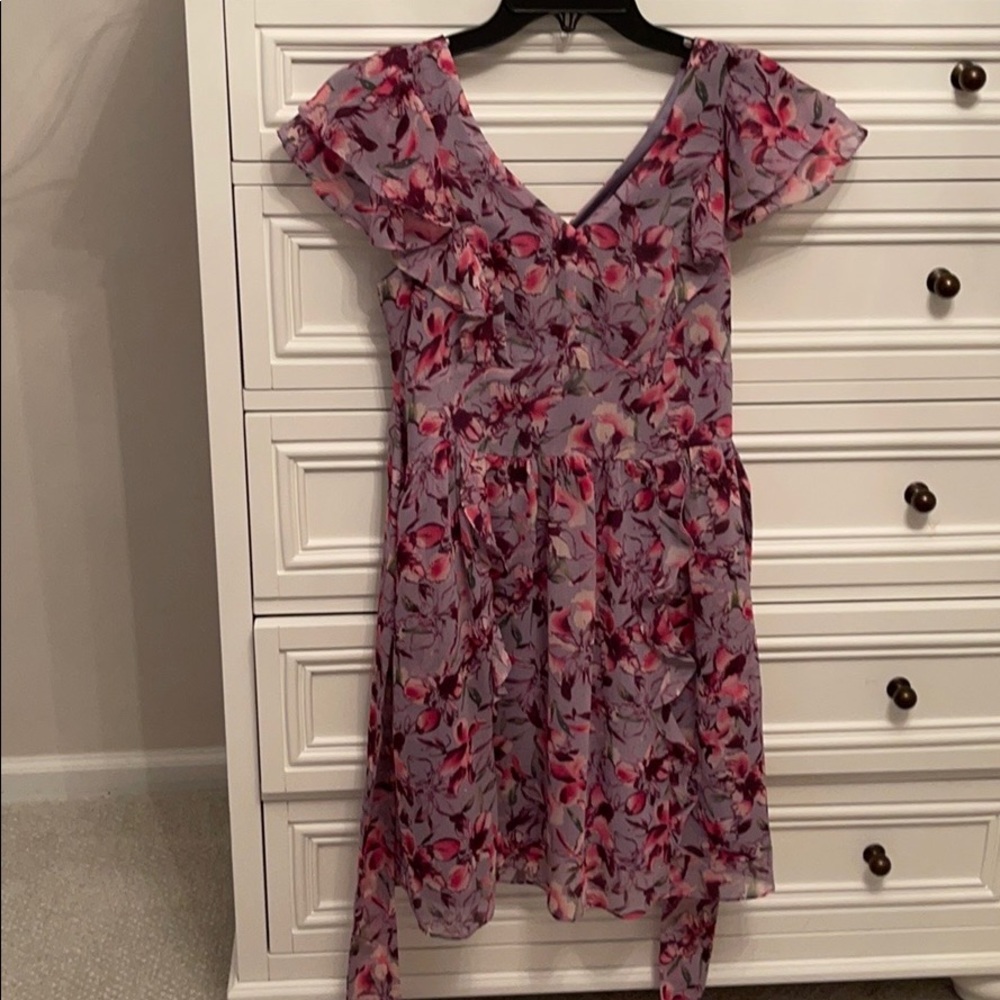 Express purple floral ruffle dress size 2